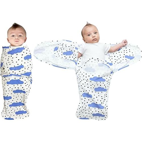 Norani Baby Snugababe Swaddle Pod for Newborns – Secure Arm Inserts Prevent Escape, Easy-Zip for Diaper Changes, Award-Winning Best Sleep Solution, Clouds