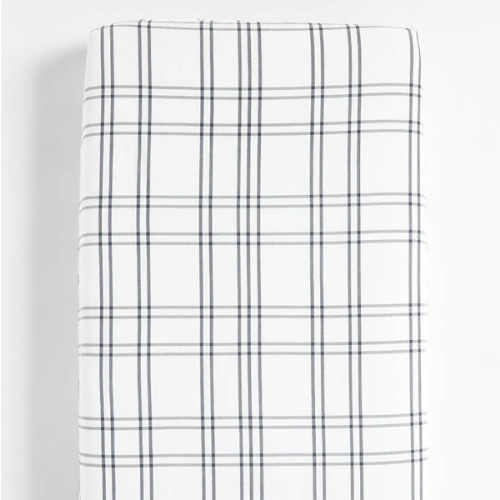 Stax Grey Yarn-Dyed Organic Cotton Baby Crib Fitted Sheet