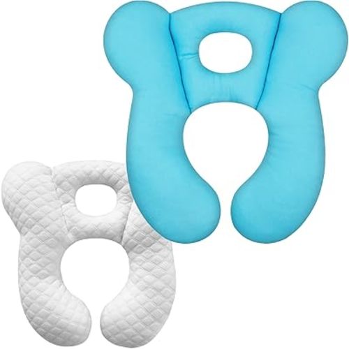 Baby Travel Pillow, Upgrade U-Shape Infant Pillow for Car Seat Pushchair and Stroller, Soft Comfortable Sleep Cushion for Kids Newborn and Toddler -Light Blue