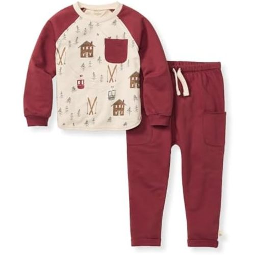 Burt's Bees Baby Baby Boys' Shirt and Pant Set, Top & Bottom Outfit Bundle
