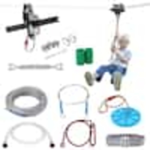 VEVOR Zipline Kit for Kids and Adult 100 ft. Zip Line Kits Up to 500 lbs. Backyard Outdoor Quick Setup Zipline BXGHSTJ100YCCSUS1V0