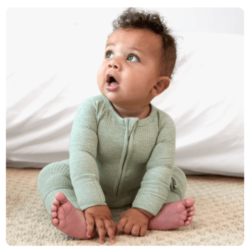 Heather Sage Ribbed Zippy - Little Sleepies