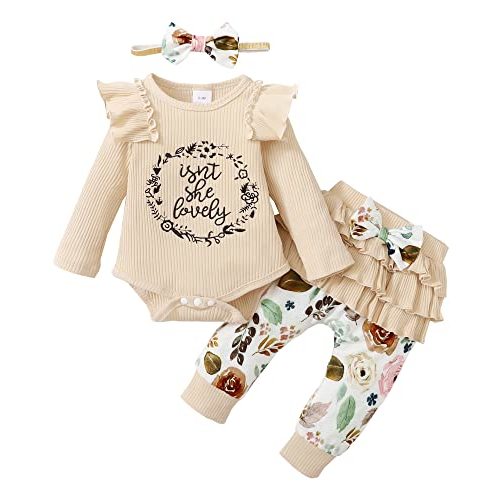 Infant Baby Girl Clothes Newborn Girl Outfit Long Sleeve Romper Pants Set Cute Baby Clothes for Girls Fall/Winter
