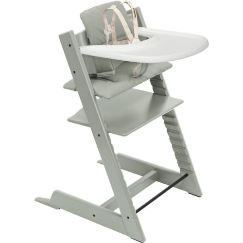 Stokke Tripp Trapp® Highchair², Cushion & Stokke® Tray, Glacier W/ Glacier Green