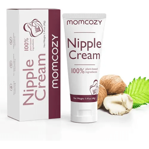 Momcozy 100% Natural Nipple Cream, Vegan Lanolin-free Nipple Balm, Soothing Cream for Sore, Cracked Nipples, Breastfeeding Essentials for Nursing & Pumping Moms, 1.41 oz