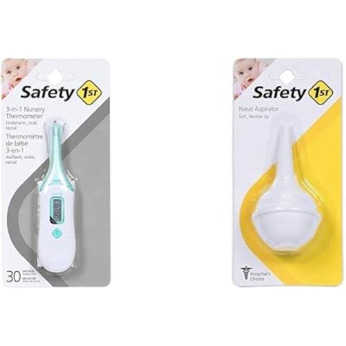 Safety 1st 3-in-1 Nursery Thermometer, Analog & Nasal Aspirator, White, One Size