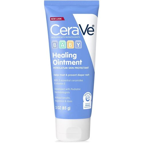 CeraVe Diaper Rash Cream, Baby Healing Ointment for Extra Dry, Cracked Skin, Diaper Cream with Ceramides & Vitamin E, Lanolin, Fragrance, Paraben, Dye, Phthalates & Sulfate Free, 3 Ounce