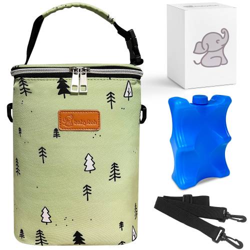 babyRoh Insulated Baby Bottle Cooler Bag | Lunch Bag | Daycare Bag | Detachable shoulder strap & Ice-Pack Included