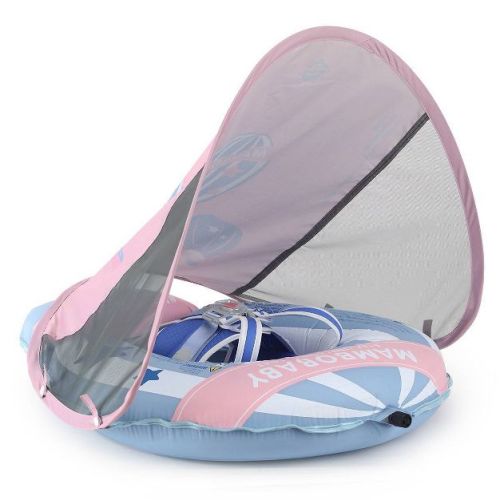 Mambobaby Light Traveler Baby Pool Float with Canopy Hot Air Balloon- Pink