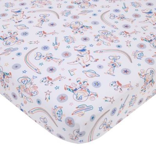 Disney Toy Story Blue, Orange, And White, Woody, Buzz, And Jessie Super Soft Nursery Fitted Crib Sheet