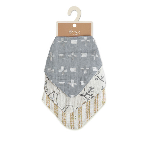 Ezra 3-pc. Muslin Bib Set | Muslin - Crane Baby