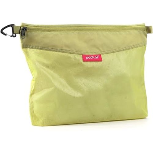 pack all Water-resistant Material Zipper Pouch, Mesh Zipper Bags for Storage, Travel, Office (Green, Large)