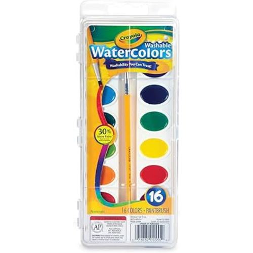 Crayola Washable Watercolor Paint, 16 Assorted Colors (CYO530555)