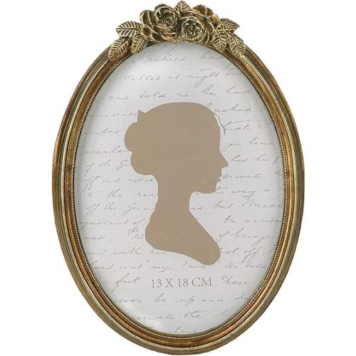 Sunlit Vintage Picture Frame 5x7 Inch, Oval Antique Photo Frames with Glass Front, Luxury Photo Display, Tabletop Wall Hanging, Gift Ideas, Bronze Rose
