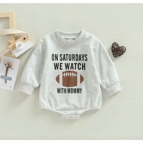 On Saturday's We Watch Football With Mommy Baby Romper - Etsy