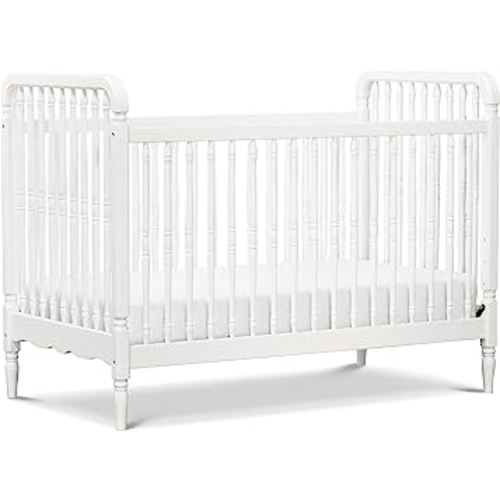 Namesake Liberty 3-in-1 Convertible Spindle Crib with Toddler Bed Conversion Kit in White, Greenguard Gold Certified