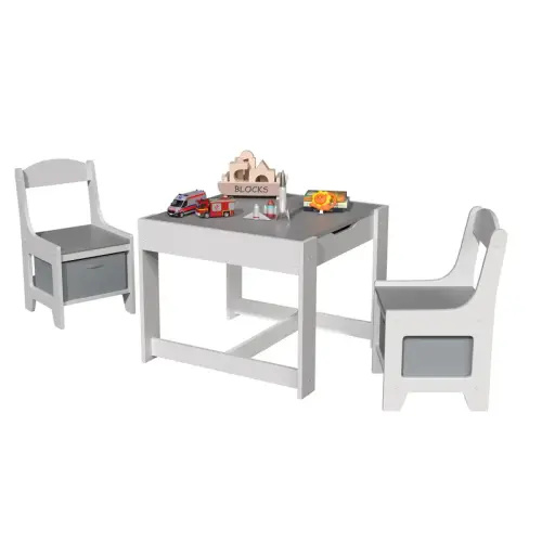 Daisybreath Kids Wood Table and 2 Chairs, 3 in 1 Children Toddler - TikTok Shop