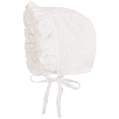 Baby Girl Bonnet Eyelet Lace Cotton Christening Bonnet Toddler Handmade Beanie Sun Protection Hat