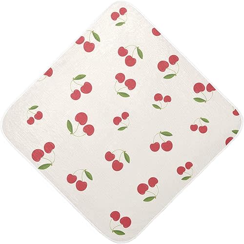 Qilmy Cute Cherrys Baby Towel Ultra Soft Hooded Towels for Baby Boy Girl, Ultra Absorbent Bath Towels Newborn Shower Gift 30 x 30 Inch