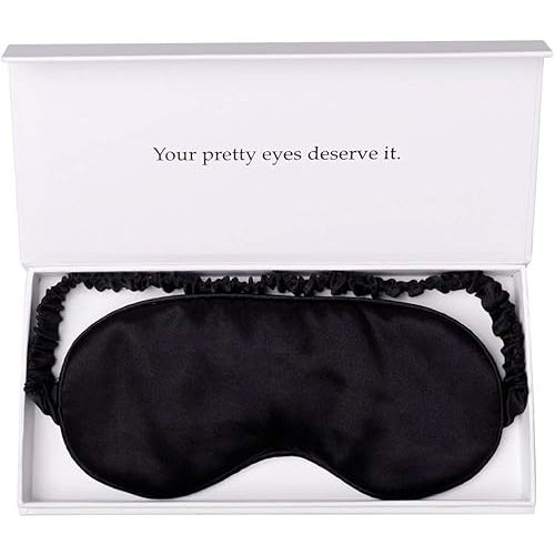 Silk Sleep Mask Light Blocking Luxury 100% Mulberry 19mm Silk Eye Mask Eye Cover Blindfold Ultra Soft Light & Comfy Anti Aging Skin Care with Travel Bag Gift Package