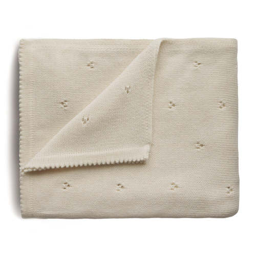 Mushie Knitted Pointelle Baby Blanket