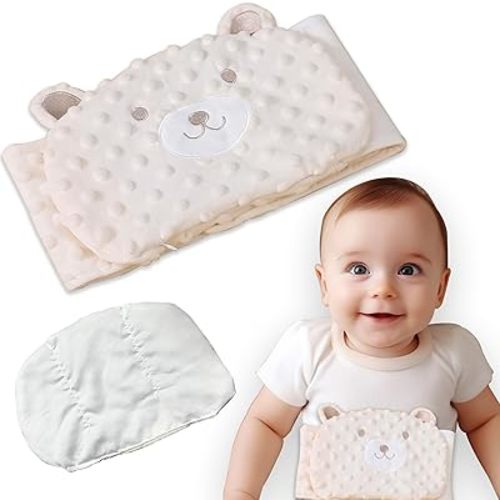 Baby Colic Relief Gripe Belt Seed Heating Pad with Gentle Warmth Tummy Wrap for Soothing Gas and Upset Stomach (Beige, 0m+)