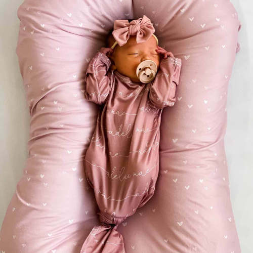 Solid Light Dusty Rose Personalized Newborn Baby Knot Gown