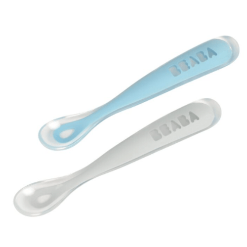 Set of 2 Easy-Grip 1st Stage Silicone Spoons + Storage Case | BEABA | USA