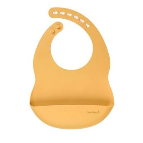 Saro Mustard Yellow Silicone Baby Bib (6+ Months) - Modern Baby Feeding Bib