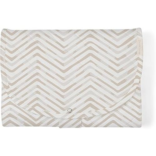 Makemake Organics Organic Portable Changing Pad GOTS Certified Organic Cotton Fill Portable Diaper Changing Mat Diaper Clutch Changing Station Kit Compact Travel Pad (33"x34", Herringbone)