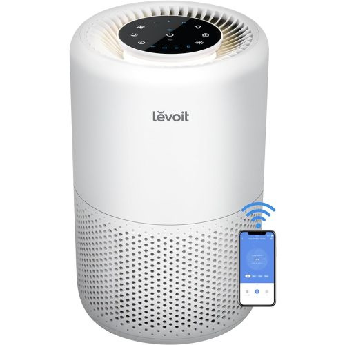 LEVOIT Air Purifier for Home Bedroom, Smart WiFi Alexa Control, Covers up to 916 Sq.Foot, 3 in 1 Filter for Allergies, Pollutants, Smoke, Dust, 24dB Quiet for Bedroom, Core200S/Core 200S-P, White - Cream White