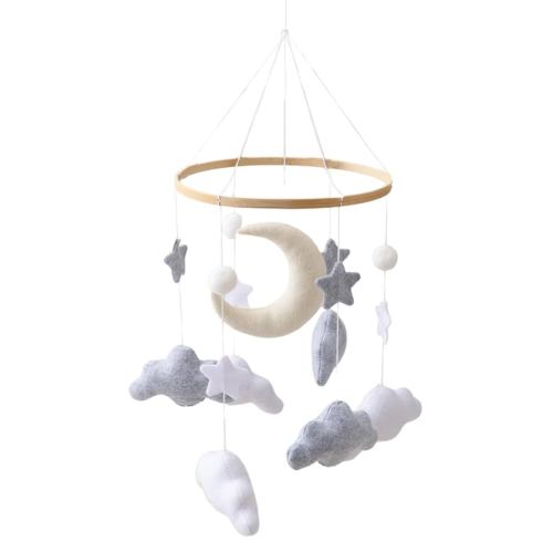 Sleeping Bear Baby Crib Mobile - Handmade Soothing Bedtime Baby Mobile for Crib - Felt Night Mood Nursery Decor for Baby Boys & Girls - Easy Assembly & Durable – Perfect Newborn Gifts
