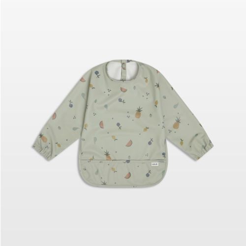 Lalo Sage Green Fruit Print Smock Bib