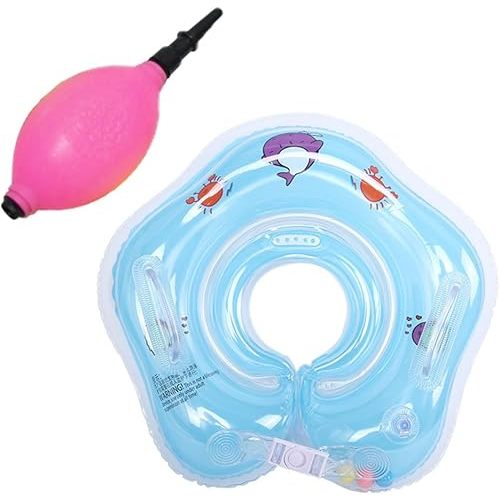 Baby Swimming Ring with Inflatable Tube-Inflating Swimming Float for Swimming Ring,0-18 Months Self-Inflating Pool Float with Inflatable Tool#0710