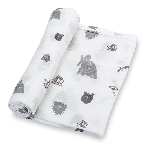 LollyBanks Baby Blanket, 100% Cotton Cozy Muslin Swaddle Blankets for Boys, Large 47 x 47 Inches Newborn Blanket, Soft and Breathable Receiving Blankets, Baby Essentials, Registry (Armor Print)