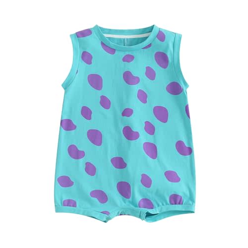 FEIBEL Baby Cute Cartoon Animal Onesie Baby Boys Girls Sleeveless Round Neck Romper One-Piece Shorts Jumpsuit
