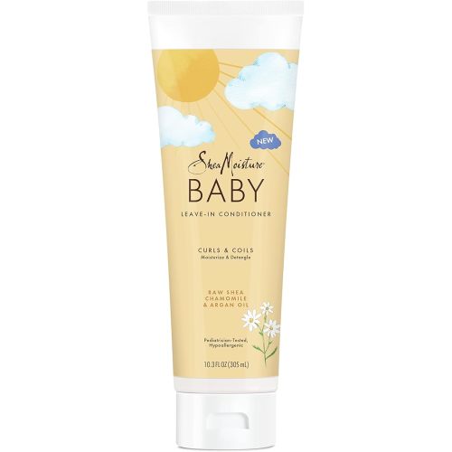 SheaMoisture Baby Leave-In Conditioner for Curly Hair Raw Shea, Chamomile and Argan Oil Moisturizes and Helps Detangle Delicate Curls and Coils 10.3 oz