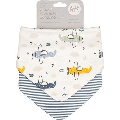 Reversible Bandana Bibs for Baby Boys & Girls - 100% Cotton Bibs Absorbent, Durable and Easy to Clean