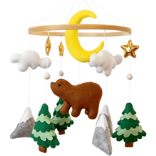 Woodland Bear Mobile for Crib - Woodland Theme Nursery Decor - Forest Animal Nursery Decor - Perfect Gift for Nursery