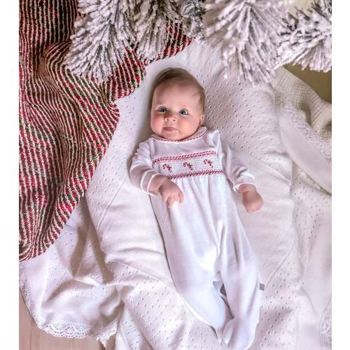 Smocked Candy Cane Sleepsuit – Ella Marina Baby