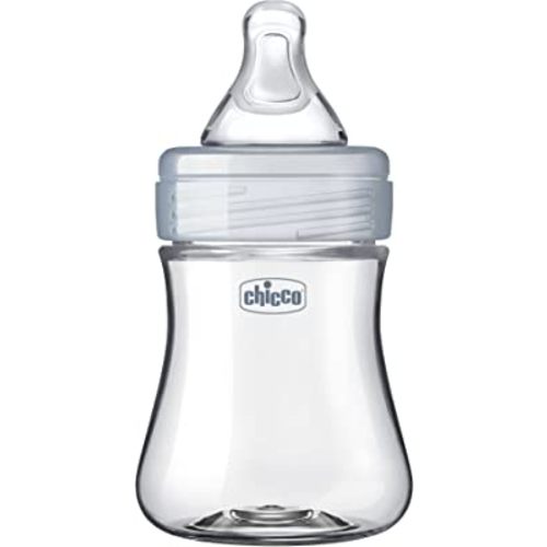 Chicco Duo 5oz. Hybrid Baby Bottle with Invinci-Glass Inside and Plastic Outside | Dishwasher, Bottle Warmer, and Electric Sterilizer Safe | Intui-Latch Nipple | Clear/Grey