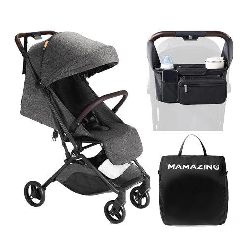 Baby Stroller with Organizer & Cushion, Mom’s Choice Gold Award Winner, Ultra Compact & Airplane-Friendly Travel Stroller, One-Handed Folding Stroller for Toddler, Only 11.5 lbs, Black - Black, With organizer & cushion