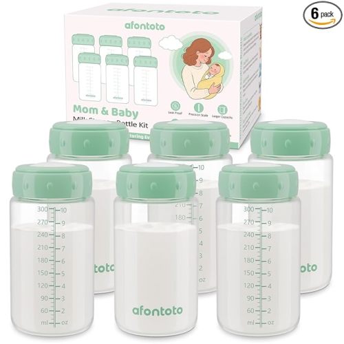 6PCS Breastmilk Storage Bottle for Momcozy Breast Milk Cooler 22oz, Wide-Neck Baby Bottles for Pumping Fit Spectra Flange, Spectra Collection Bottles for Fridge, Breastfeeding Essential, 10 oz