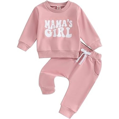 FIOMVA Daddys Girl Baby Clothes Toddler Sweatshirt Pants Outfit Fall Winter Long Sleeve Top Infant 2 Piece Set
