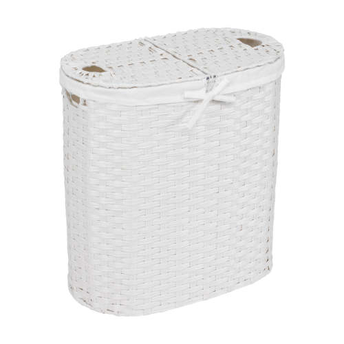 Handwoven Lidded Oval Double Laundry Hamper – Seville Classics