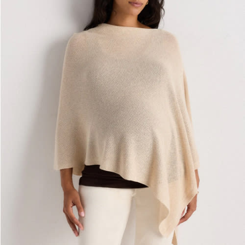 Lightweight Cotton Cashmere Nursing Shawl in Heather Oatmeal