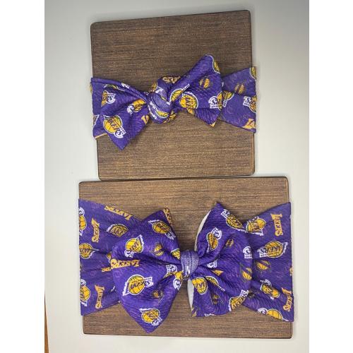LA Lakers Bow and Tie Knot Headband- Infant, Baby, Toddler
