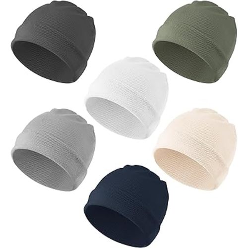 Konssy 6 Pack Baby Beanie Hats for Unisex, Toddler Beanies Baby Girl Boy Hat Warm Cap for Baby, Infant, Toddler