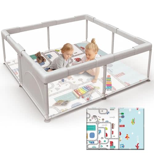 Baby Playpen with Mat Small Playpen Play Pin for Babies and Toddlers 50 x 50 inch Baby Fence Playards Nursery Furniture Set
