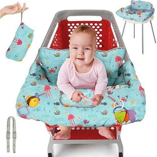 PILLANI Shopping Cart Cover for Baby, High Chair Cover for Restaurant Seat - Grocery Cart Cover for Baby Girl and Boy, Comfortable Cotton Buggy Covers for Babies - Padded Toddler Shopping Cart Cover
